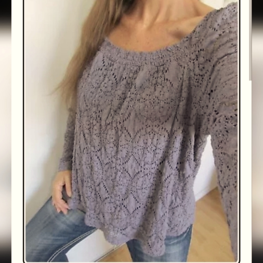 Maurices Women's Long Sleeve Plum Lined Elastic Neck Pullover Lace Top Sz 2X NWT